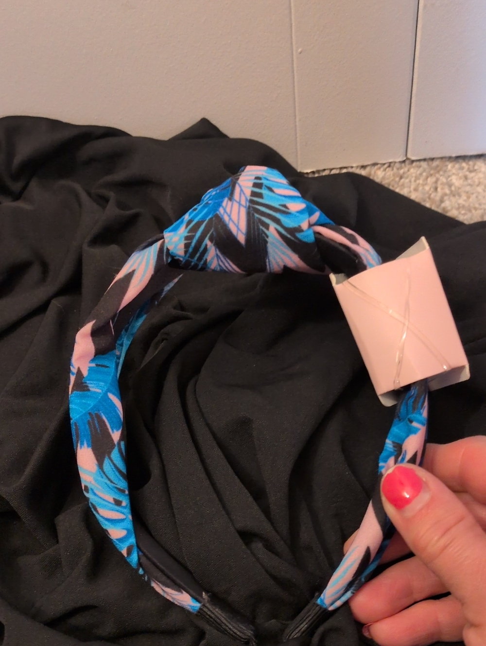 Floral Knot Headband in Blue and Pink